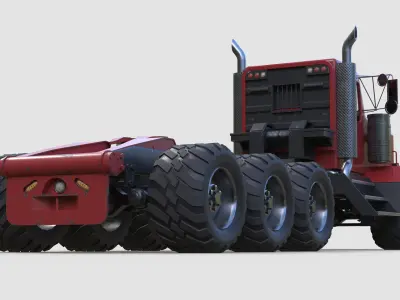 Severe Duty Oilfield Tridem Winch Truck Low-poly 3D model