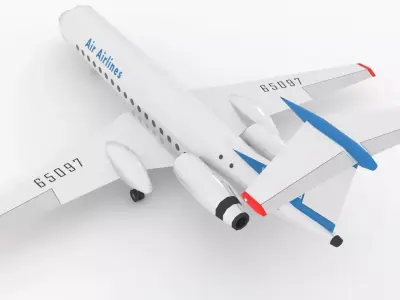 TU 134 Airplane Stylized lowpoly Low-poly 3D model