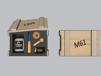 Wooden Ammo Box M16 3D model