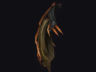 Fantasy Heavy Shield Steel Armor Cartoon Golden Orange Style Low-poly 3D model