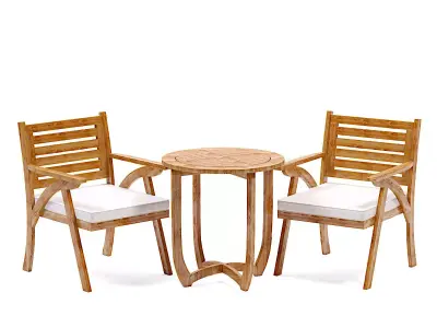 IDZO Outdoor Table Chairs Heavy Duty Wood Low-poly 3D model