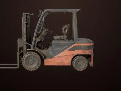 Old Dusty Forklift Truck03 Orange All PBR Textures 3D model