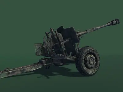 Howitzer machine gun Low-poly 3D model