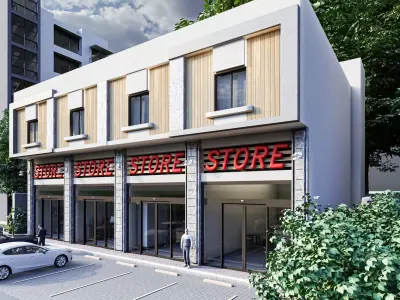 Commercial residential building Low-poly 3D model