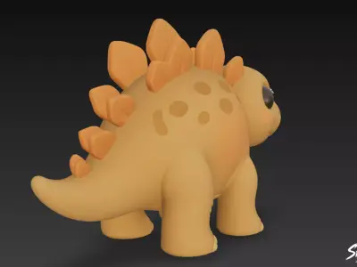 Cartoon Plush Stegosaurus Low-poly 3D model