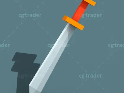 Low Poly Sword Isometric Icon Low-poly 3D model