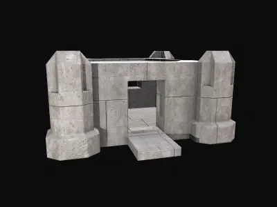 Military Concrete Bunker Base 7 Low-poly 3D model