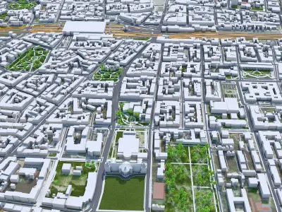 Katowice Downtown Poland Low-poly 3D model