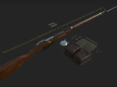 Mosin Nagant M1891-30 PBR and Game-Ready Low-poly 3D model