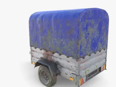 Cargo Trailer v1 weathered Low-poly 3D model