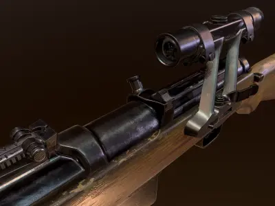 Snipe Gewehr 41 WW2 german Rifle witch scope PBR Low-poly 3D model