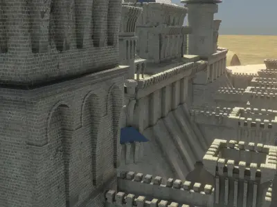 well detailed medieval castle Low-poly 3D model