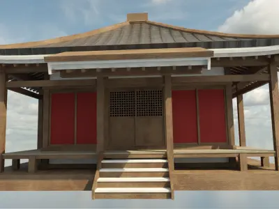 Asian Dojo Low-poly 3D model
