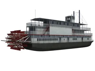 Historic Paddle Steamer River Boats 3D model