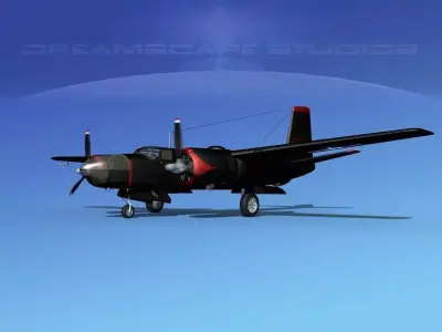 Douglas B-26C Invader V01 USAF Korea 3D model