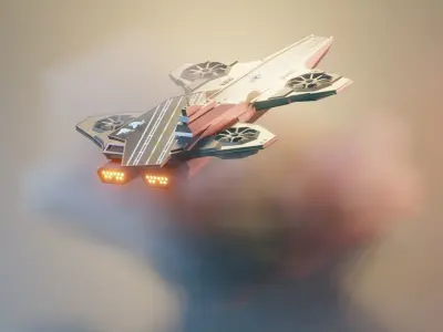 Avengers Helicarrier 3D model render in blender low poly  Low-poly 3D model