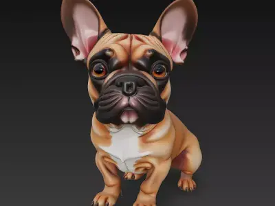 French Bulldog Brown Dog Realistic 3D Model - Low Poly Realistic Low-poly 3D model