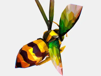 Honey Bee Animated Insect Low Poly Art HoneyBee Bumblebee Low-poly 3D model