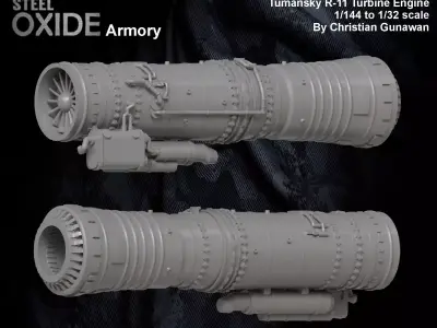 Miniature  Russian Tumansky R-11 jet engine for 3D printing 3D print model