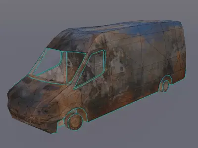 Van Burnt Free low-poly 3D model