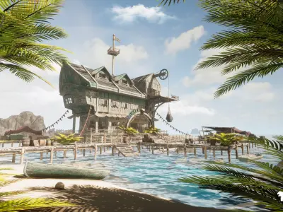 Pirate Tavern Environment Low-poly 3D model