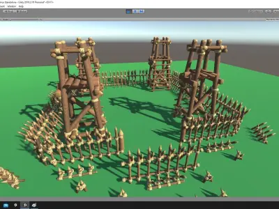 Camp Fences Low-poly 3D model