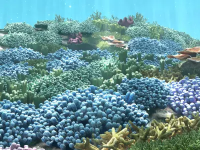 3D Cartoon Underwater Coral Reef Habitat Ocean Version 2 Low-poly 3D model