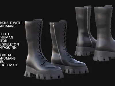 Boots 17 - All MH Bodies - UE5 Skeletons - Rigged Low-poly 3D model