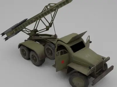 BM 13N Katyusha Multiple Rocket  Artillery Low-poly 3D model