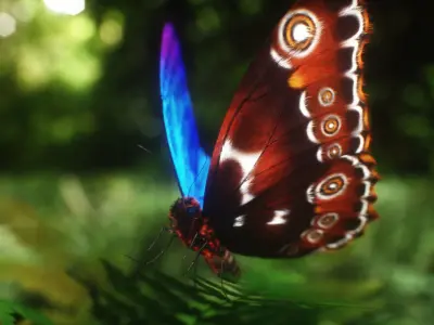 Blue Morpho Butterfly Low-poly 3D model