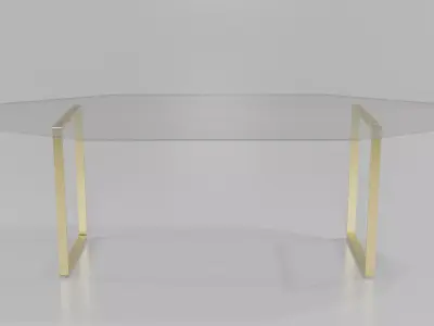 Interior furniture Table -Tavolo - Glass and Gold  Free low-poly 3D model