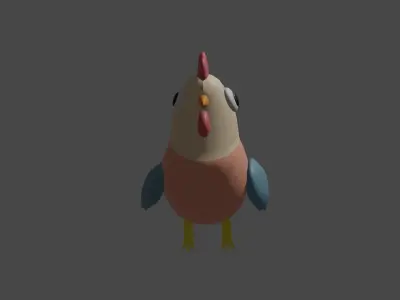 Hen Low Poly Rigged Low-poly 3D model
