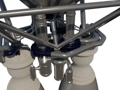LR87 Rocket Engine Low-poly 3D model