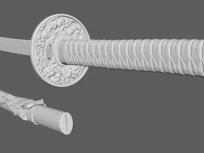 Samurai dark katana 3D model