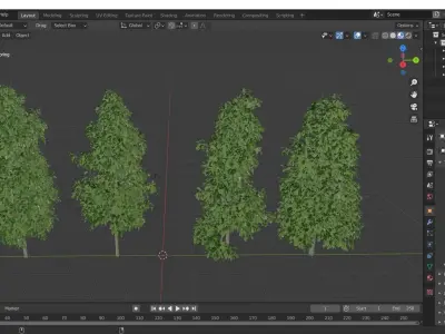 4diffrent tree Sour wood Spring 4 trees Models in the scene Free 3D model