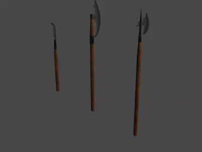 Medieval polearms part 1 - Billhook bardiche and halberd Free low-poly 3D model