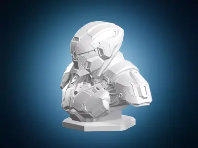 Futuristic Armored Sci Fi Bust 3D print model