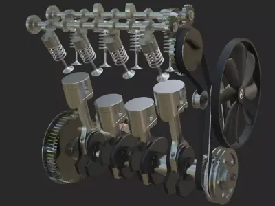In-Line Four Engine 3D model