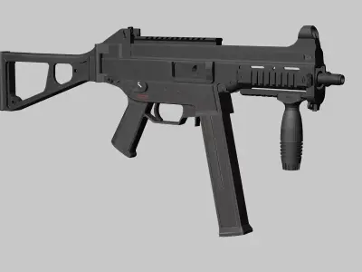 UMP 45 Submachine Gameready Gun Low-poly 3D Model Low-poly 3D model