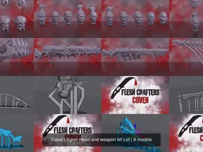 Cabal Legion Head and weapon bit Lot 3D Model Collection