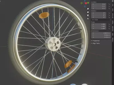 Wheelchair Wheel with Procedural PBR Material Setup 3D model