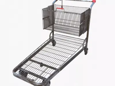 Shopping cart weathered v2 Low-poly 3D model