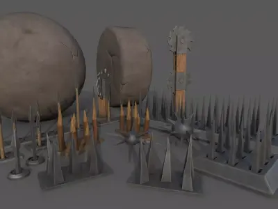 Piercing-Cutting Traps Low-poly 3D model