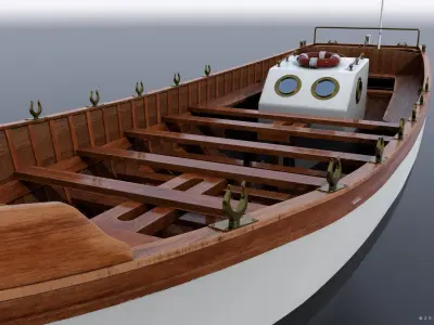 WW2 Italian 13m Motorboat Low-poly 3D model