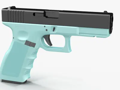 Glock 17 Blue Low-poly 3D model