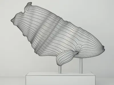 Rustic Teak Fish Sculpture 3D model