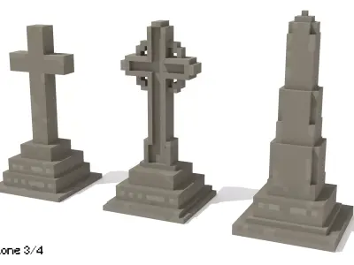 Voxel Tombstone Set 1 3D model