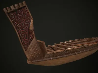 Stylized Maori Waka - Canoe Low-poly 3D model
