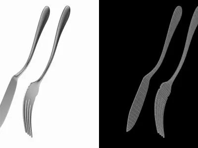 Fish Knife and Fork Generic Cutlery 3D model