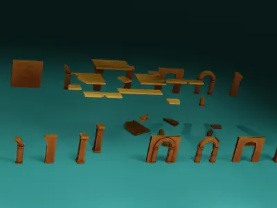 Modular Stylized Ruin Low-poly 3D model